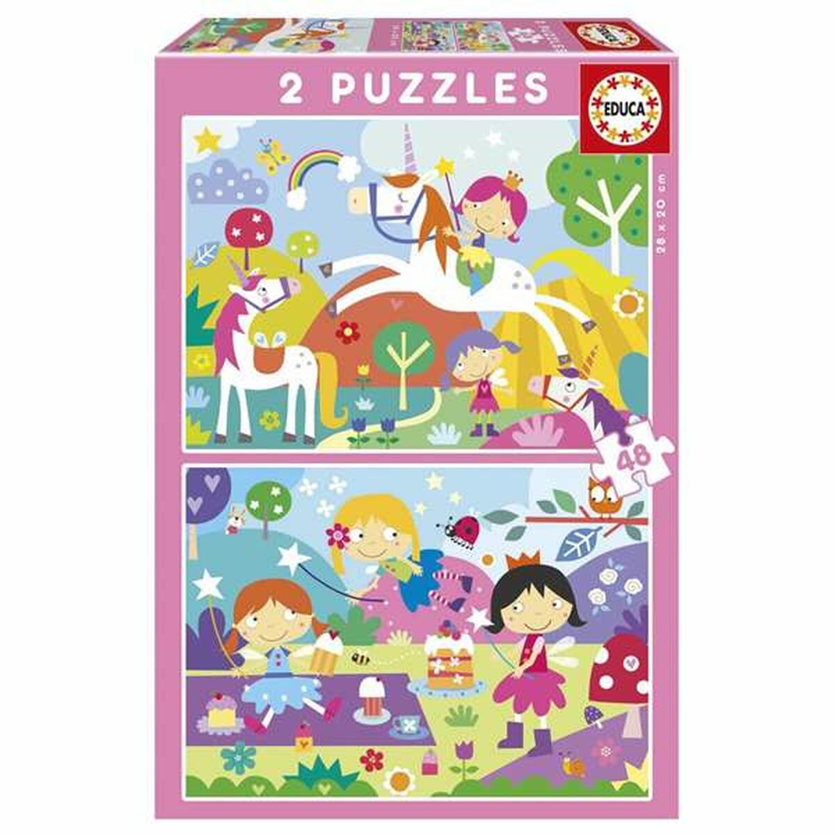 2 palapelin setti Educa Fantasy world 48 Kappaletta