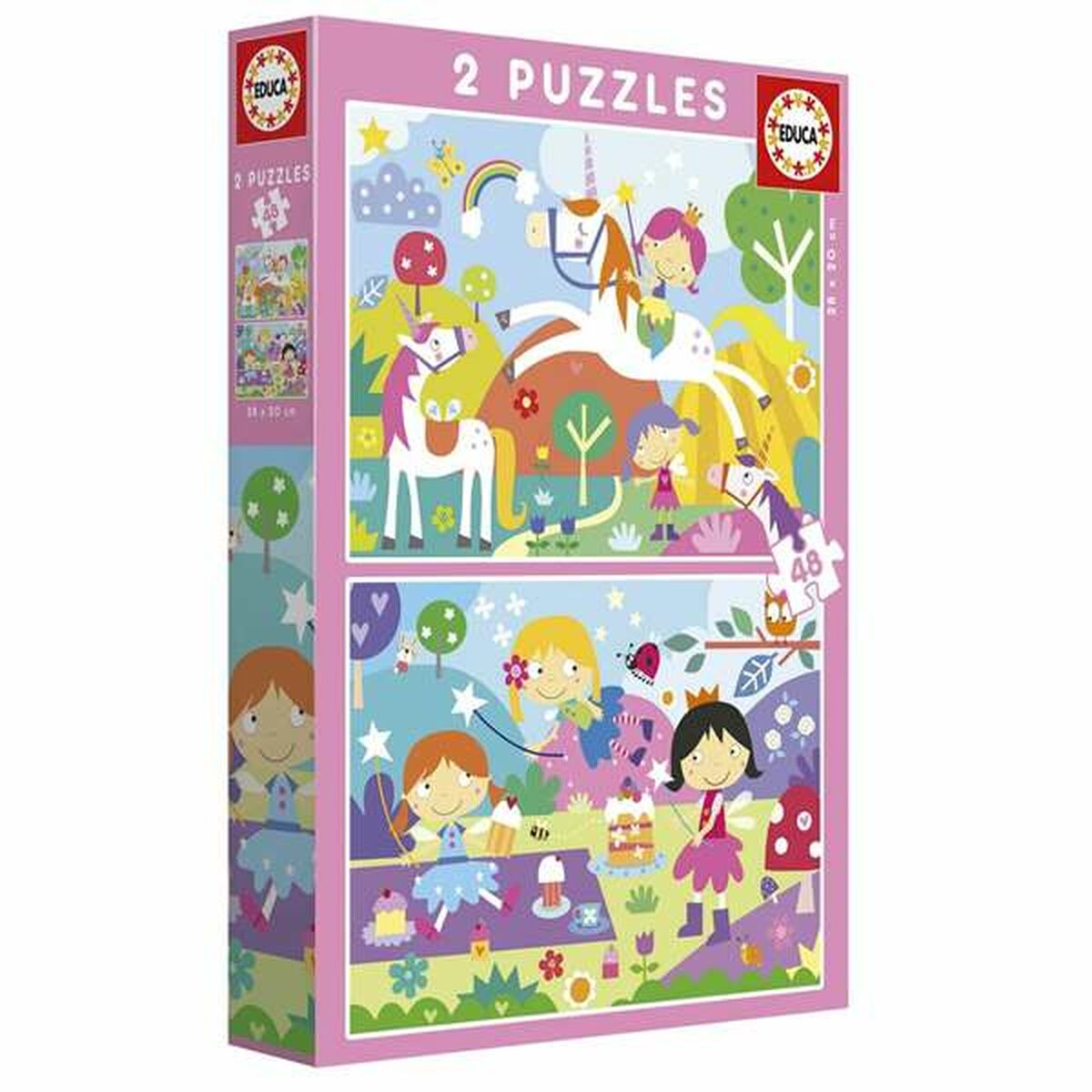 2 palapelin setti Educa Fantasy world 48 Kappaletta